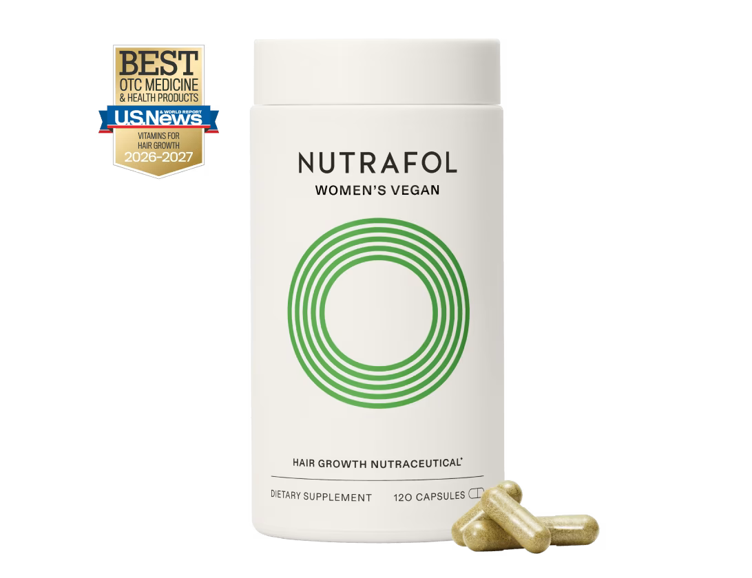 Nutrafol Women’s Vegan | Designed for women 18-44 with plant-based diets experiencing hair thinning.